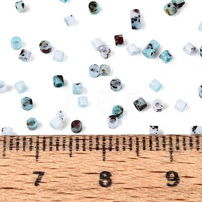 Spray Painted Picasso Cylinder Glass Seed Beads GLAA-T028-12A-07-1