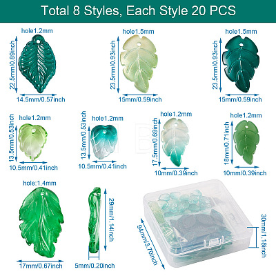 Yilisi 160Pcs 8 Style Transparent Glass Pendants GLAA-YS0001-04-1