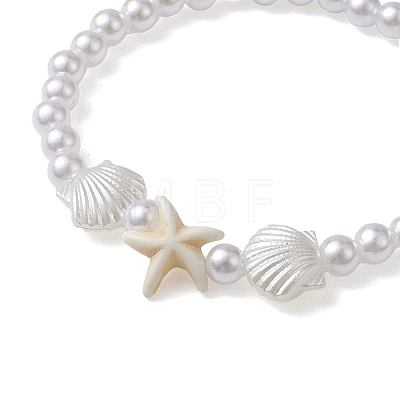 ABS Plastic Imitation Pearl Beaded Stretch Bracelet BJEW-JB10104-03-1