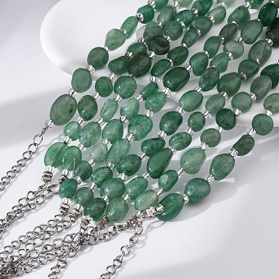 Natural Green Aventurine Beaded Bracelets for Women G-P563-07P-23-1