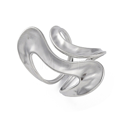 304 Stainless Steel Open Cuff Rings for Women RJEW-F174-08P-1