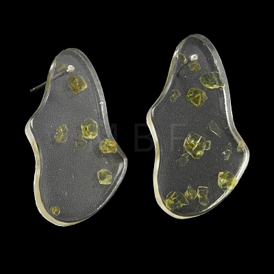 Resin Twist Teardrop Stud Earrings with Titanium Pins EJEW-D056-15P-1