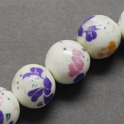 Handmade Printed Porcelain Beads PORC-Q199-12mm-11-1