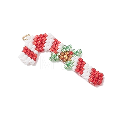 Christmas Themed Glass Seed Beaded Pendants PALLOY-MZ00868-04-1