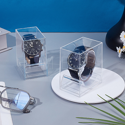 2Pcs Plastic Single Watch Display Cases CON-PH0003-56-1