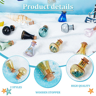   2 Sets 2 Style Dollhouse Miniature Glass Cork Bottles Ornament DJEW-PH0001-29-1