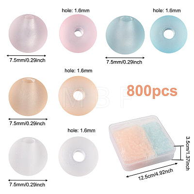 800Pcs 4 Colors Transparent Acrylic Beads FACR-TA0001-03-1