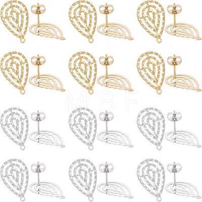 Unicraftale 24Pcs 2 Colors 304 Stainless Steel Stud Earring Findings STAS-UN0037-29-1