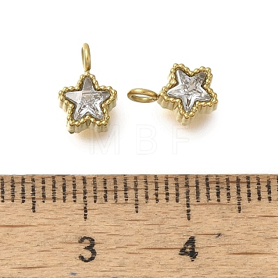 304 Stainless Steel Micro Pave Cubic Zirconia Charms STAS-U027-02G-01-1