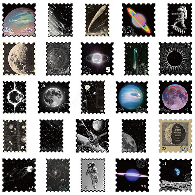 Universe Series 50Pcs PVC Self-Adhesive Stickers PW-WGF5E14-01-1