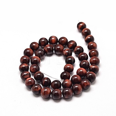 Natural Red Tiger Eye Bead Strands G-P072-52-6mm-A-1