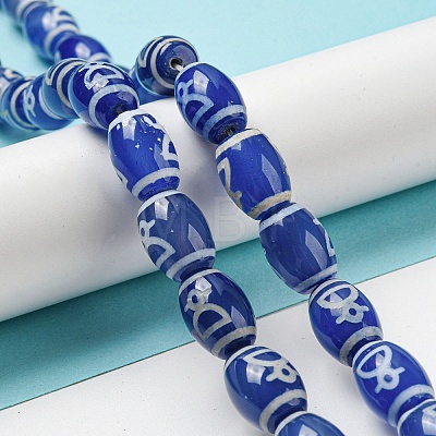 Blue Tibetan Style dZi Beads Strands TDZI-NH0001-C10-01-1