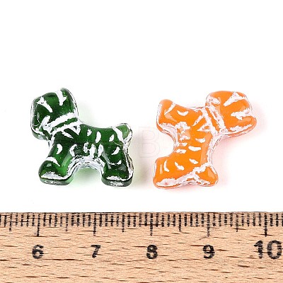 Dog Painted Glass Beads GLAA-T025-67M-02-1