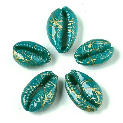Spray Painted Natural Cowrie Shell Beads X-SSHEL-R047-03-A02-1