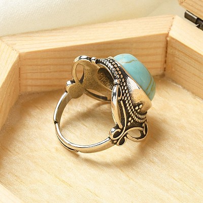 Synthetic Turquoise Adjustable Rings RJEW-I108-02AS-10-1