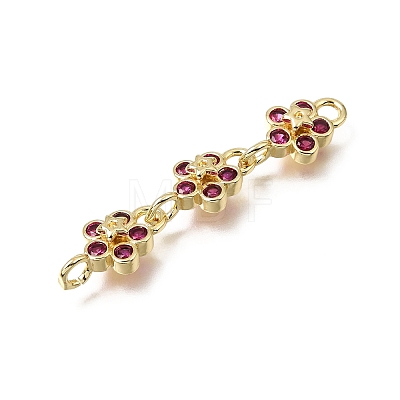 Brass Pave Cubic Zirconia Flower Connector Charms CU-E002-07G-06-1