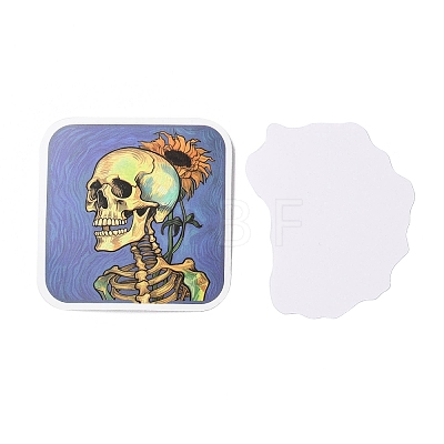 50Pcs Halloween Skull PVC Self Adhesive Cat Cartoon Stickers STIC-B001-14-1