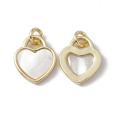 Natural White Shell Heart Charms SSHEL-G027-01G-1