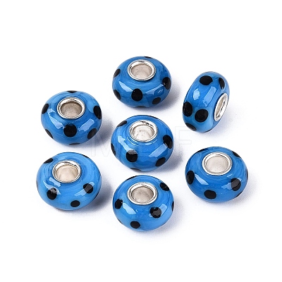 Handmade Lampwork & Brass Core European Beads LAMP-N044-02S-02-1