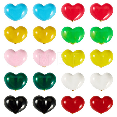 20Pcs 10 Colors Brass Enamel Beads KK-TA0008-47-1