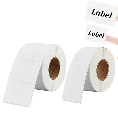 BENECREAT 2 Rolls 2 Styles Rectangle Paper Thermal Printable Label Stickers STIC-BC0001-06-1