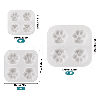  3Pcs 3 Style Paw Print Shape DIY Silicone Molds DIY-TA0005-22-1