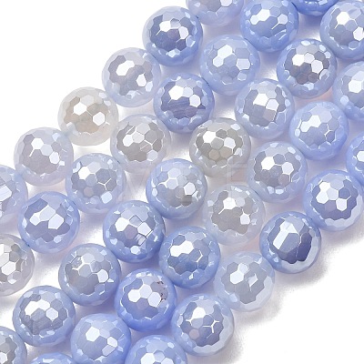 Electroplated Natural Agate Beads Strands G-B191-A07-10mm-16-1
