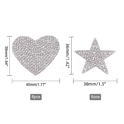 AHADERMAKER 16Pcs 2 Style Glitter Hotfix Rhinestone DIY-GA0002-49-1