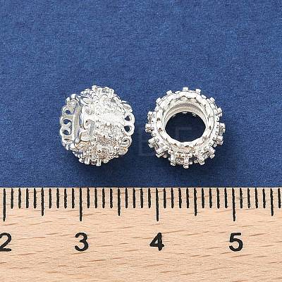 Brass Micro Pave Cubic Zirconia European Beads KK-P297-01S-01-1