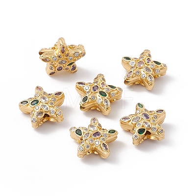 Rack Plating Brass Micro Pave Colorful Cubic Zirconia Beads ZIRC-C040-14G-1