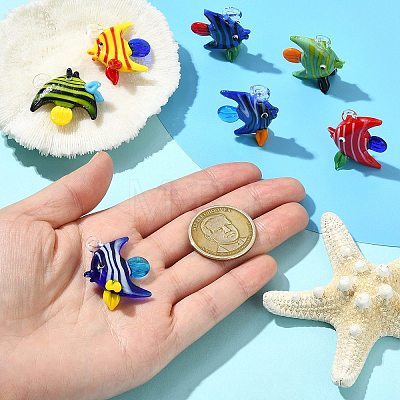 7Pcs 7 Colors Handmade Glass Pendants GLAA-CJ0002-99-1