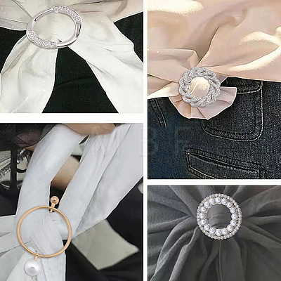 SUPERFINDINGS 9Pcs 9 Style Alloy Rhinestone Slide Bowknot Buckles & Scarf Clips Brooches JEWB-FH0001-06-1