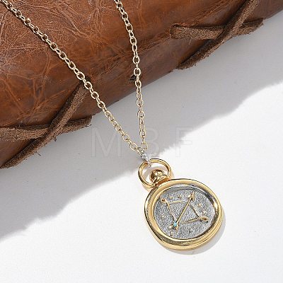 Brass Twelve Constellations Tarot Pendant Necklaces NJEW-Q006-01K-G-1