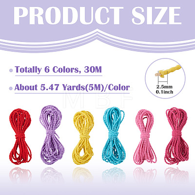 30M 6 Colors Polyester Elastic Cords EC-TA0001-07E-1