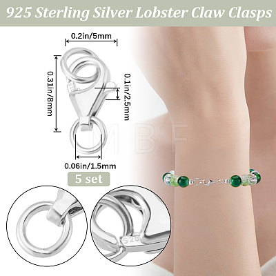 Beebeecraft 5Pcs Rhodium Plated 925 Sterling Silver Lobster Claw Clasps STER-BBC0006-22-1