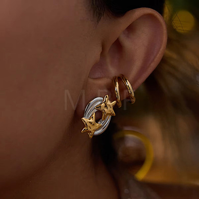 Double Layer 304 Stainless Steel Clip-on Earrings for Women EX6608-1
