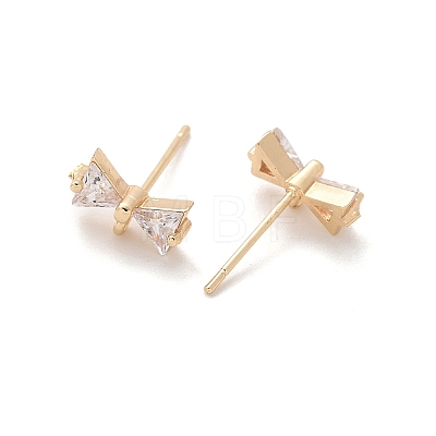 Brass Clear Cubic Zirconia Stud Earrings Finding for Women KK-A244-13A-G-1