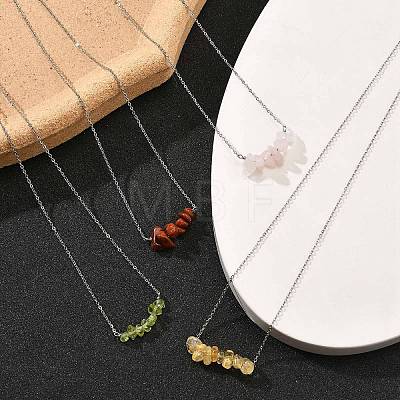 12Pcs 12 Styles Natural Mixed Stone Chip Pendant Necklace Sets NJEW-JN05097-1