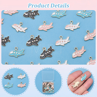64Pcs 4 Styles Alloy Airliner Pendants ENAM-SC0008-01-1