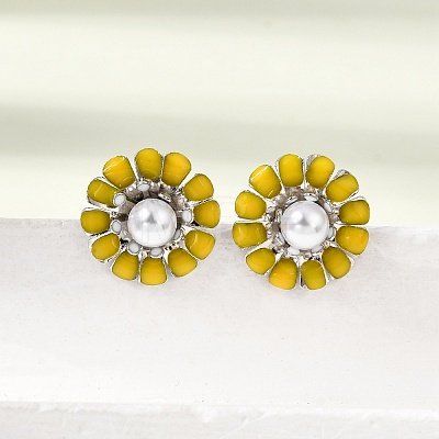 Brass Enamel Stud Earrings KK-CBA8324-27P-02-1