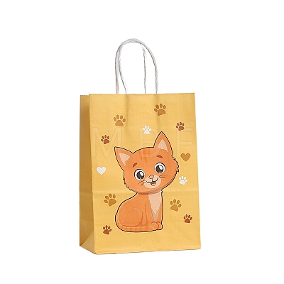 Cat Printed Paper Tote Bags with Handles PW-WG9DBA9-07-1