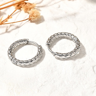 Non-Tarnish 304 Stainless Steel Grooved Hoop Earrings EJEW-M218-01B-P-1