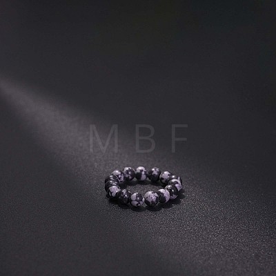 Natural Snowflake Obsidian Stretchy Finger Rings FS-WG01730-48-1
