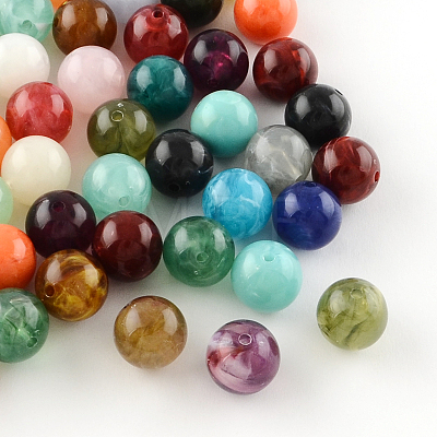 Round Imitation Gemstone Acrylic Beads X-OACR-R029-6mm-M-1