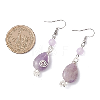 Natural Amethyst Teardrop Dangle Earrings EJEW-JE06719-1