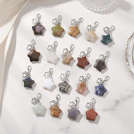 Star Natural & Synthetic Mixed Stone Pendant Decorations HJEW-JM04667-1