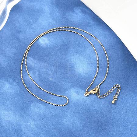 1MM Brass Ball Chain Necklaces for Women NJEW-Q351-01G-1