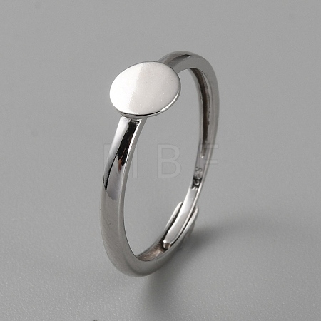 Adjustable Rhodium Plated Sterling Silver Ring Components STER-WH0008-37P-1