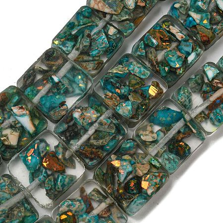 Dyed Natural Imperial Jasper with Resin Beads Strands G-G083-C01-01-1