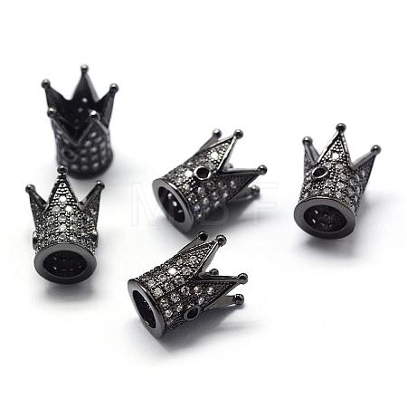 Rack Plating Brass Cubic Zirconia Beads ZIRC-S034-02B-1
